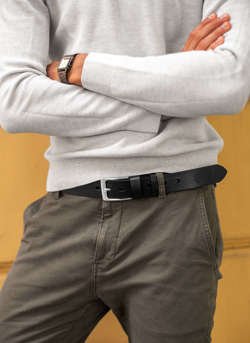 Pánský kožený pásek STEVENS Přírodní kůže 3,5 cm pro džíny Jeans